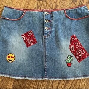 Upcycled Denim Skirt Retro '70's Inspired Revolt Jeans Co. OOAK Unique Design